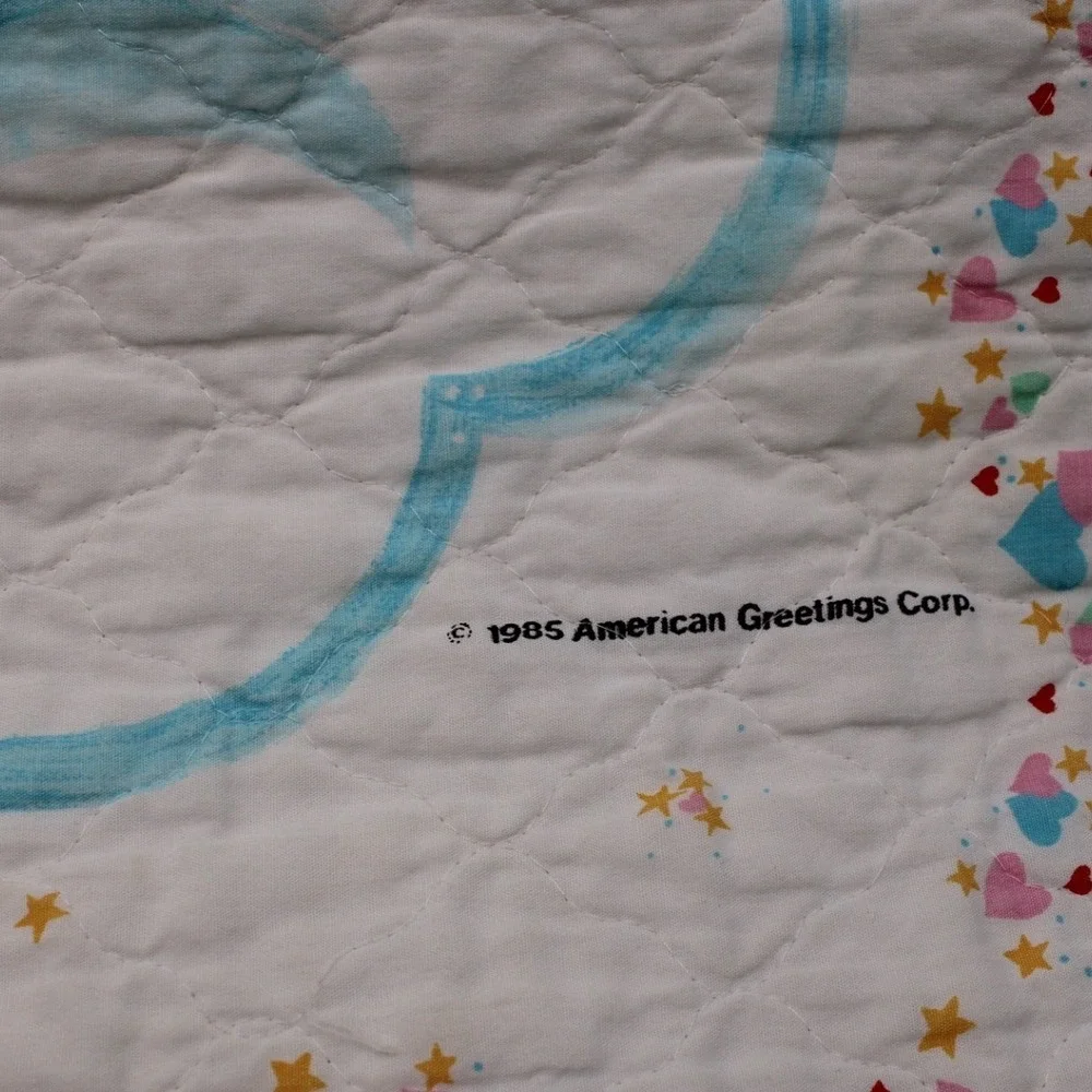 American Greetings Care Bear Cousins Brave Heart Lion Quilt Blanket Blue 1985